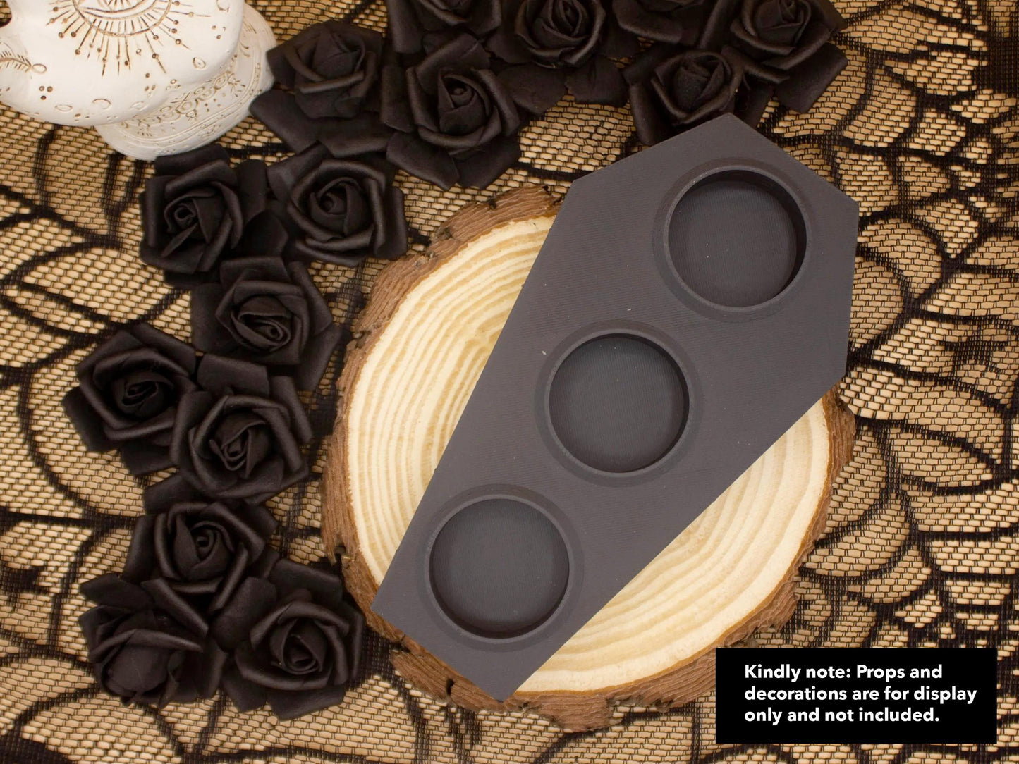 Coffin Tea Light Holder – Customizable Gothic Candle Holder, Eco-Friendly PLA LED Decor, Safe Flameless Candle Accent
