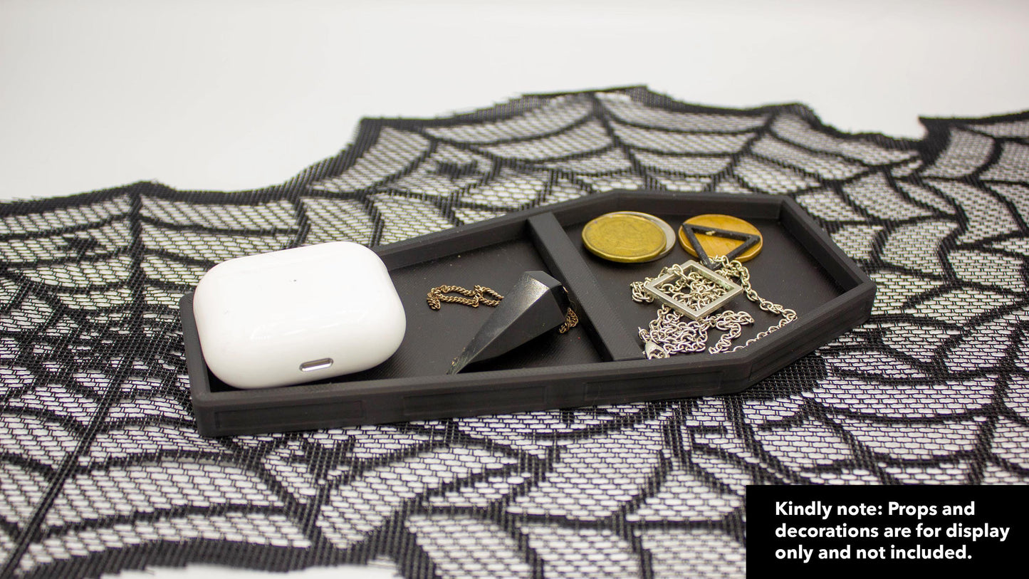 Gothic Coffin-Shaped Tray | Jewelry, Coin, Accessory Holder | Dark Decor Organizer for Halloween Enthusiasts, Witchy Aesthetic