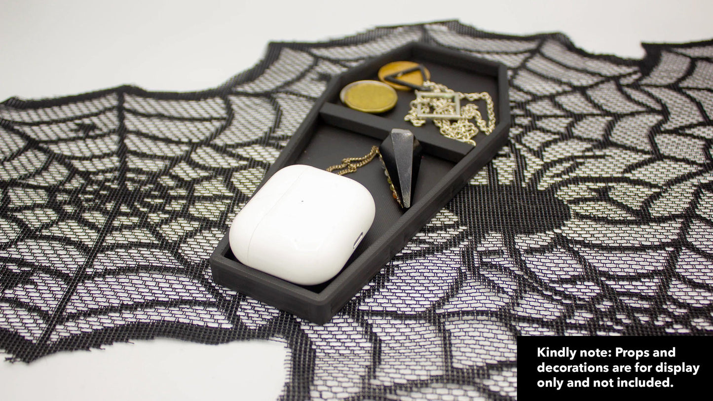 Gothic Coffin-Shaped Tray | Jewelry, Coin, Accessory Holder | Dark Decor Organizer for Halloween Enthusiasts, Witchy Aesthetic