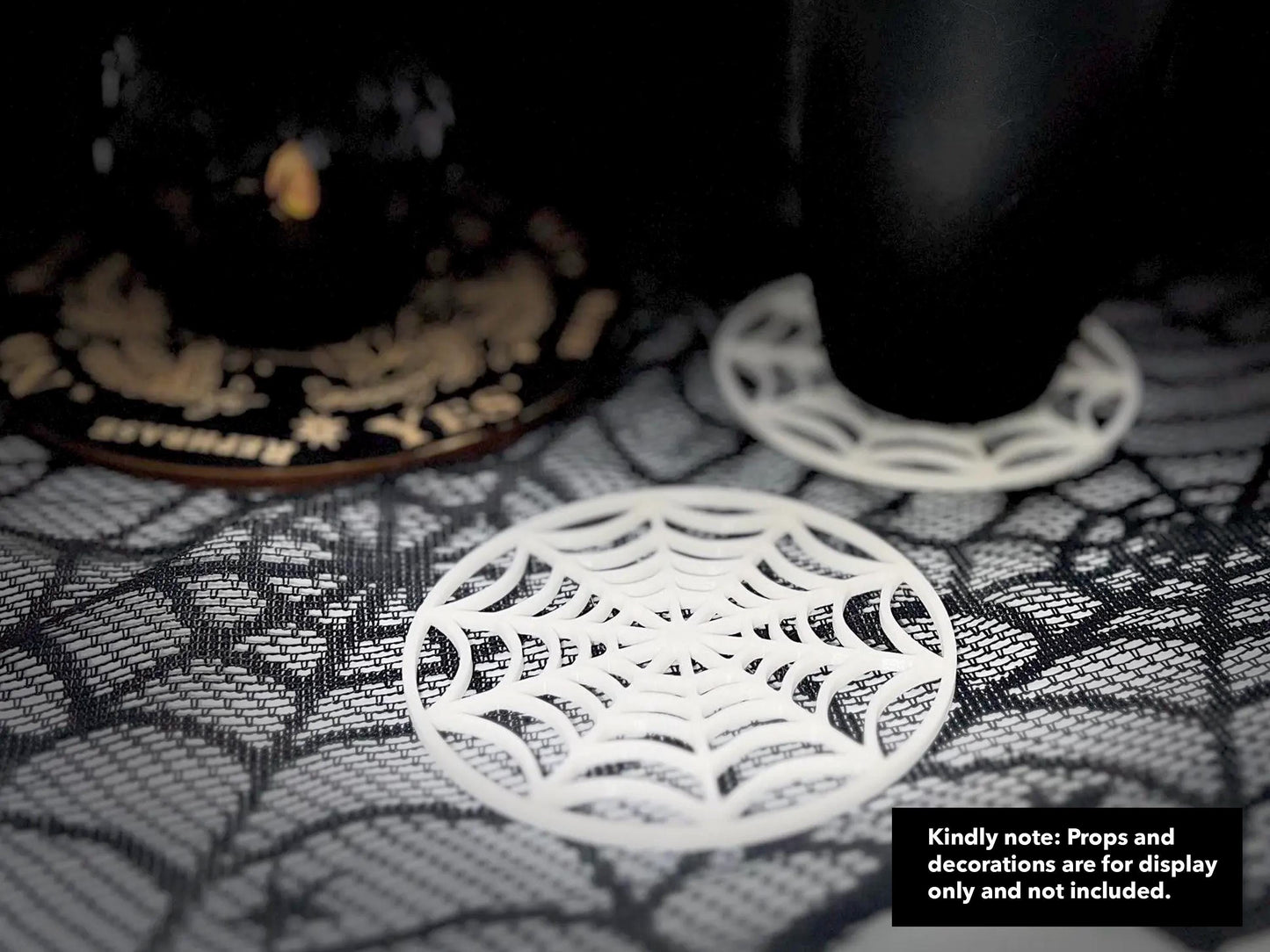 Gothic Spiderweb Coaster Set: 3D Printed Halloween Tableware for Haunted Home Decor