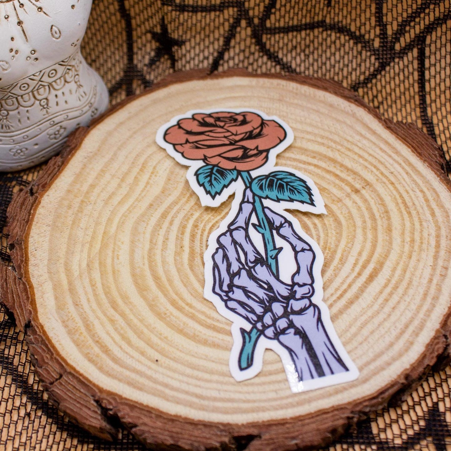 Gothic Skeleton Hand and Rose Bookmark – Magnetic or Classic Paper | Spooky Floral Bookish Gift for Readers, Planners & Journals
