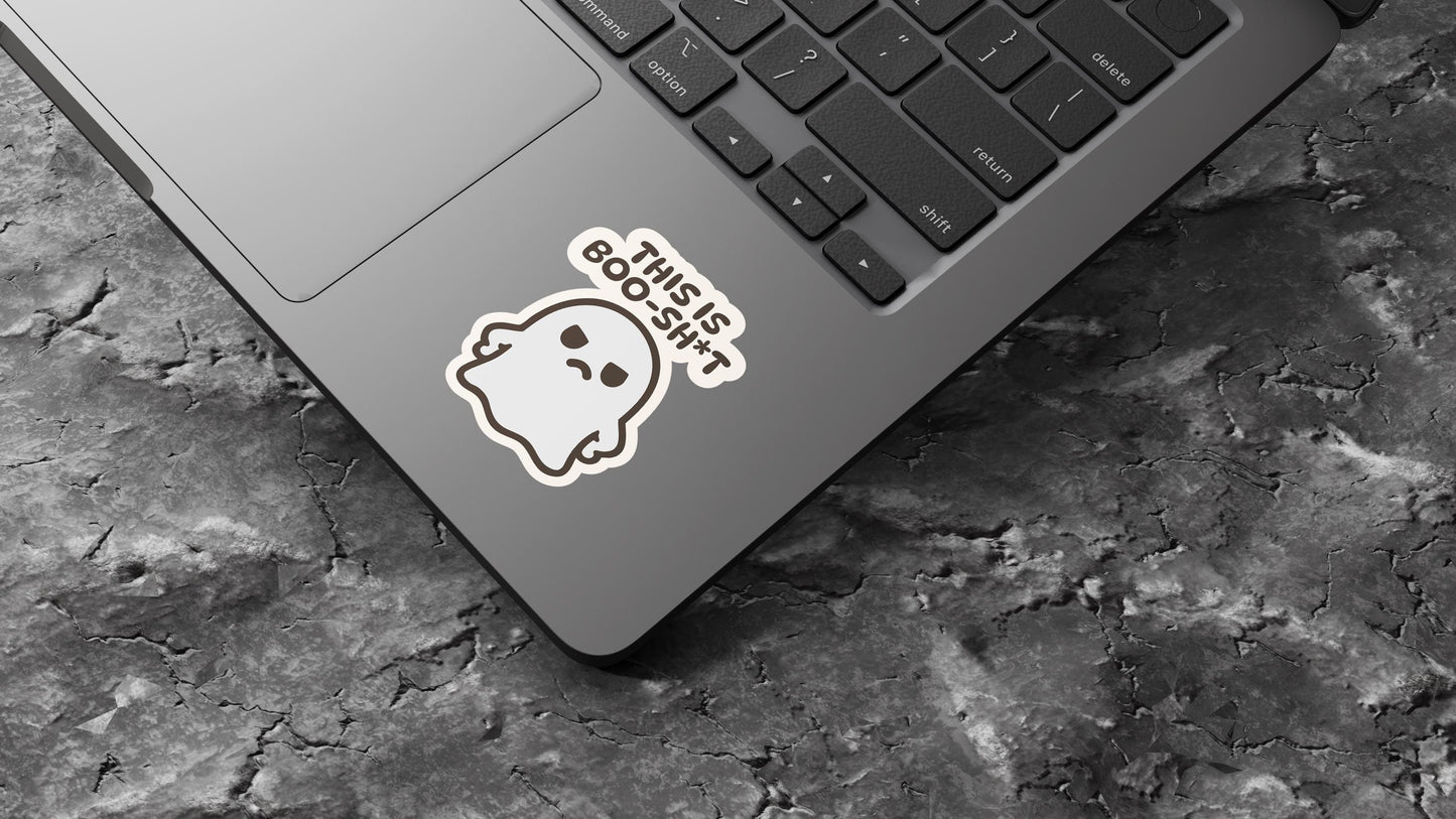 Funny Ghost Sticker This Is Boo Sh*t Halloween Vinyl Decal Spooky Cute Ghostie Waterproof Sticker for Laptop Tumbler Gift for Friends