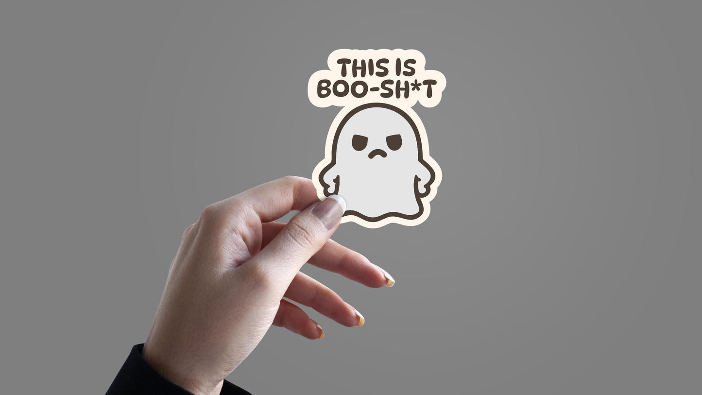 Funny Ghost Sticker This Is Boo Sh*t Halloween Vinyl Decal Spooky Cute Ghostie Waterproof Sticker for Laptop Tumbler Gift for Friends