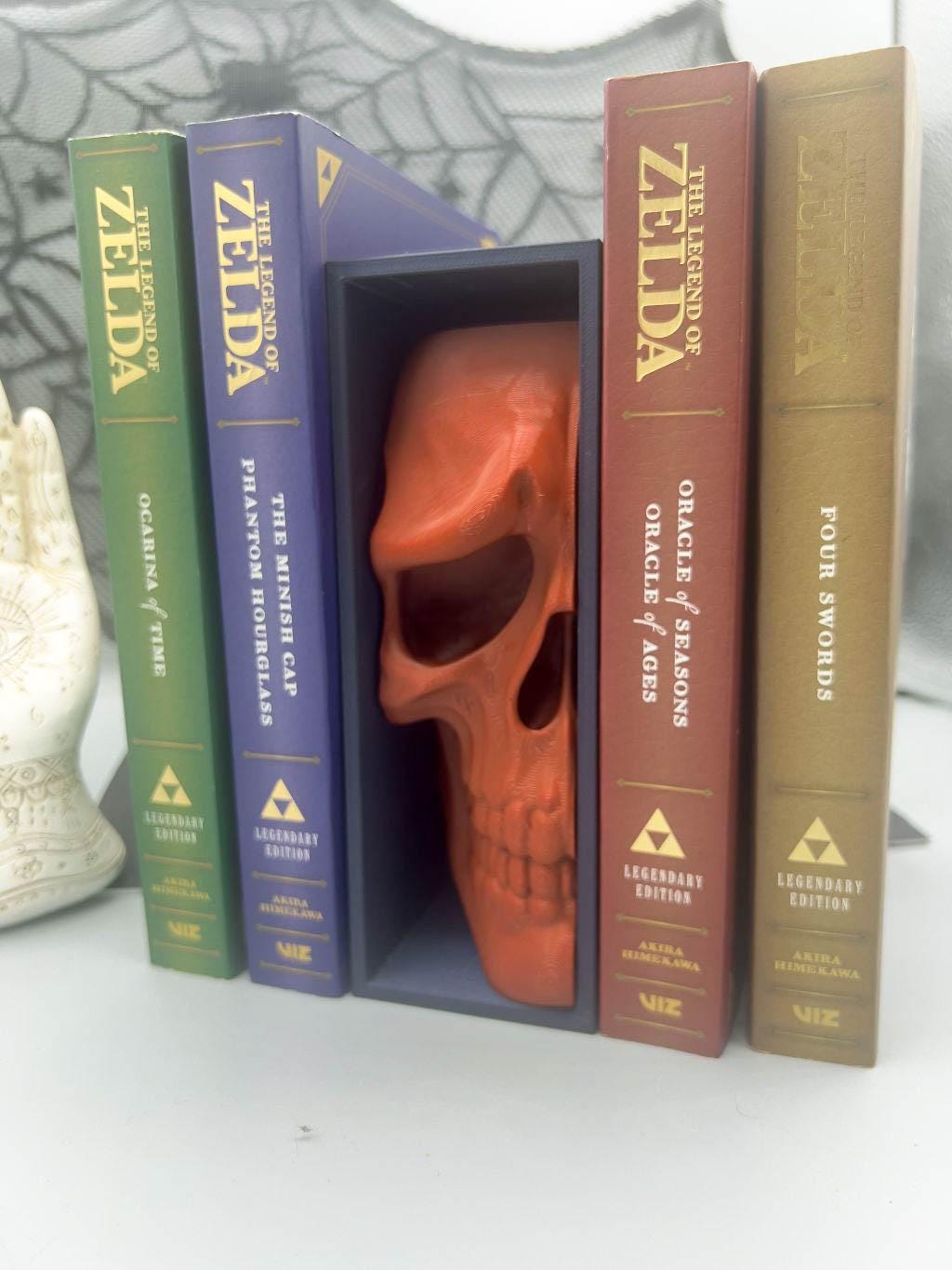 Sad Skull Book Nook – Gothic 3D Printed Shelf Insert – Melancholy Skull Library Decor