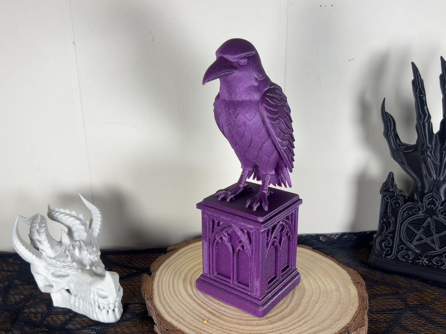 Gothic Raven Bookends – Crow Book End, Unique Gothic Home Decor for Dark Aesthetic Spaces