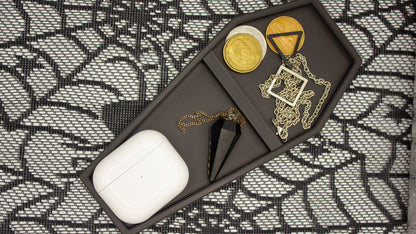 Gothic Coffin-Shaped Tray | Jewelry, Coin, Accessory Holder | Dark Decor Organizer for Halloween Enthusiasts, Witchy Aesthetic