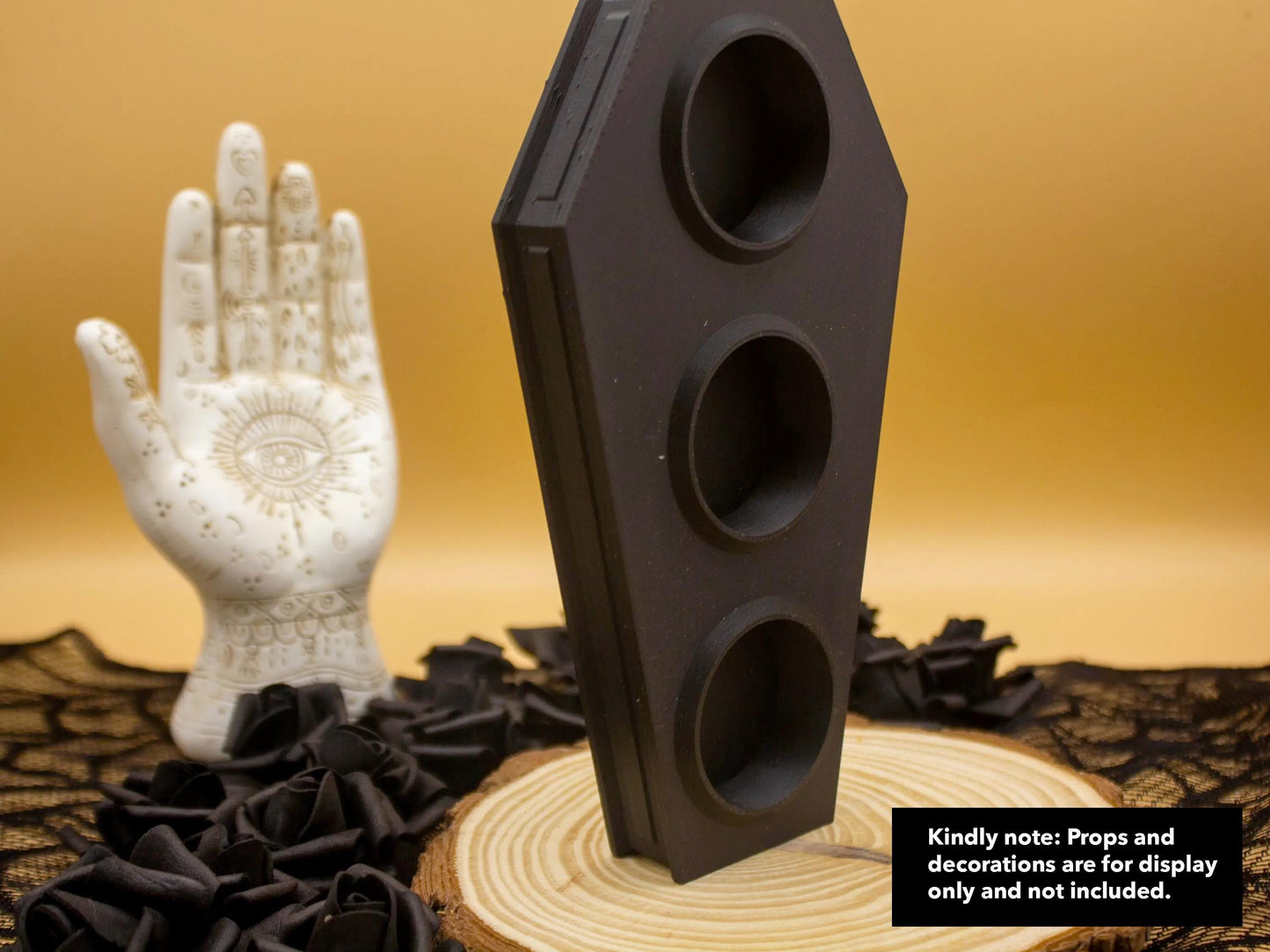 Coffin Tea Light Holder – Customizable Gothic Candle Holder, Eco-Friendly PLA LED Decor, Safe Flameless Candle Accent