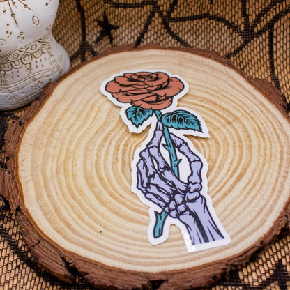 Gothic Skeleton Hand and Rose Bookmark – Magnetic or Classic Paper | Spooky Floral Bookish Gift for Readers, Planners & Journals