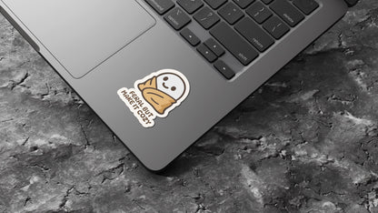 Feral But Make It Cozy Ghost Sticker – Cottagegoth Ghost in Blanket Vinyl Decal – Spooky Cute Laptop Sticker