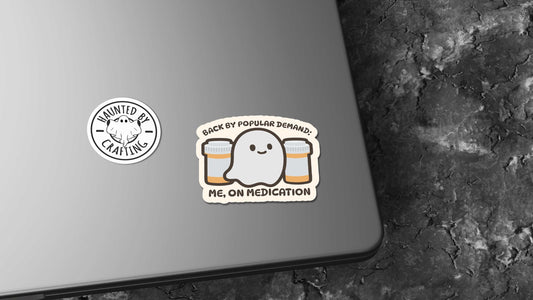 Back By Popular Demand: Me, on Medication Ghost Sticker – Mental Health Vinyl Decal – Cottagegoth Ghostcore Laptop Sticker