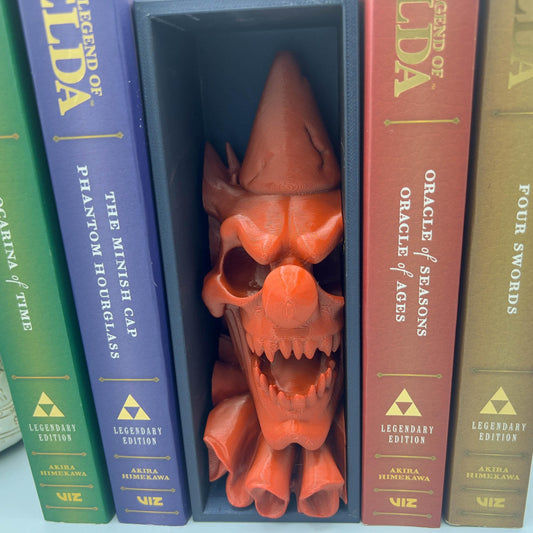 Evil Clown Skull Book Nook – Creepy Horror Clown Shelf Insert – Gothic Haunted Bookshelf Decor