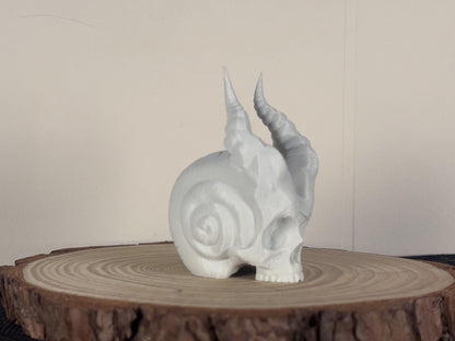 Skull Of The Demon Snail – 3D Printed Gothic Decor, Unique Macabre Art Piece for Dark Aesthetic Spaces