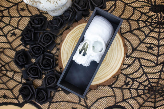 Skull Book Nook – Gothic 3D Printed Shelf Insert – Haunted Horror Bookshelf Decor
