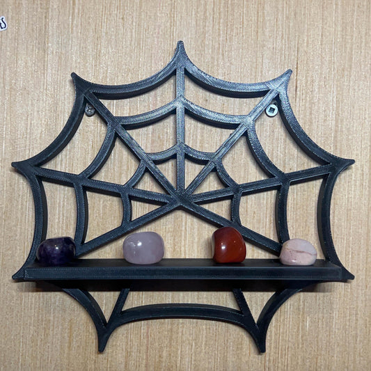 Spiderweb Shelf – Gothic Wall Decor, Spooky Storage for Witchy Homes & Dark Cottagecore Spaces, Perfect for Displaying Crystals