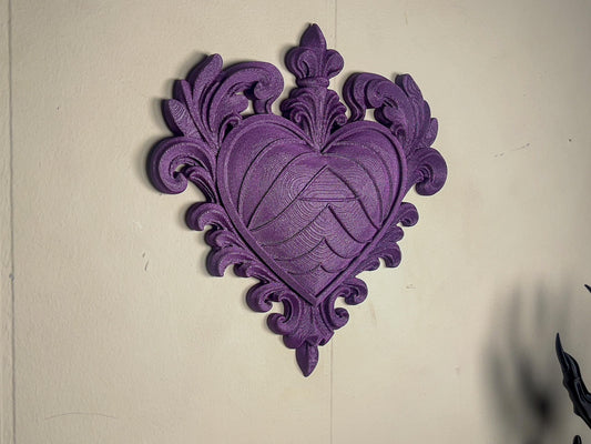 Dark Gothic Heart Wall Plaque – Baroque Style Wall Decor, Gothic Home Accent, Haunted Elegance, 190x200x22mm