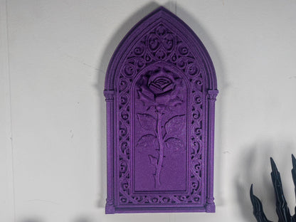 Gothic Rose Plaque – Cathedral Wall Decor, Ornate Gothic Accent for Elegant Home Aesthetics