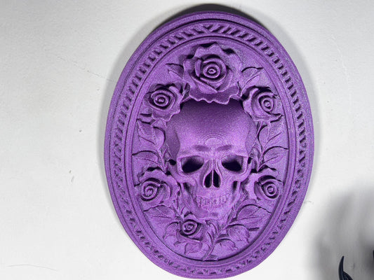 Gothic Skull Roses Plaque – Dark Gothic Decor, Skull Wall Art, Gothic Rose Frame, Macabre Home Accent